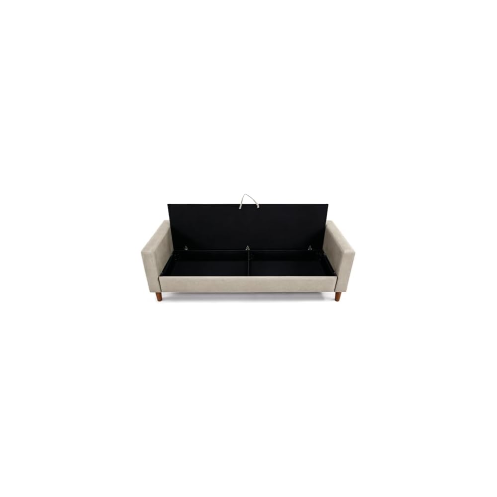 Artdeco Home 73.2" W 3-Seat Storage Sofa,Upholstered Linen Couch with Hidden Under-Seat Storage,Side Storage Pocket,Modern Sofa for Living Room, Apartment,Office(Beige)