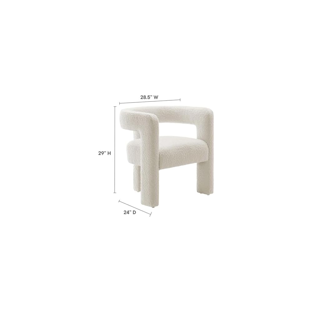 Modway EEI-6479-IVO Kayla Boucle Upholstered Armchair, Ivory