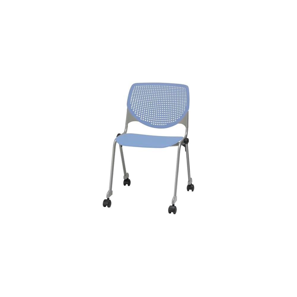KFI Seating Kool Series Polypropylene Stack Chair with Perforated Back, Light Grey Finish