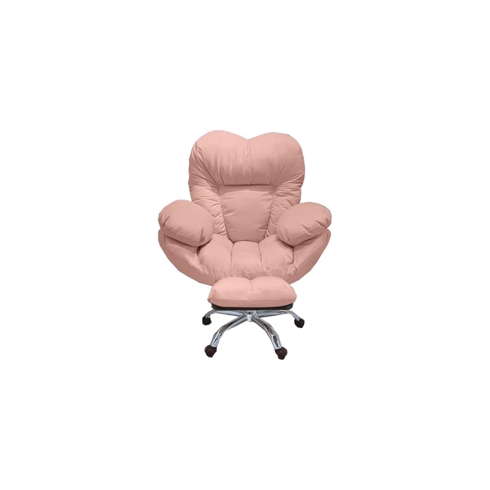 Recliner Chair Home Office Chair Ergonomic Gaming Computer Chair Backrest Lazy Sofa Chairs for Living Room, Comfortable Executive Office Desk Chairs Armchair for Bedroom(/Beige,with Foot Rest)