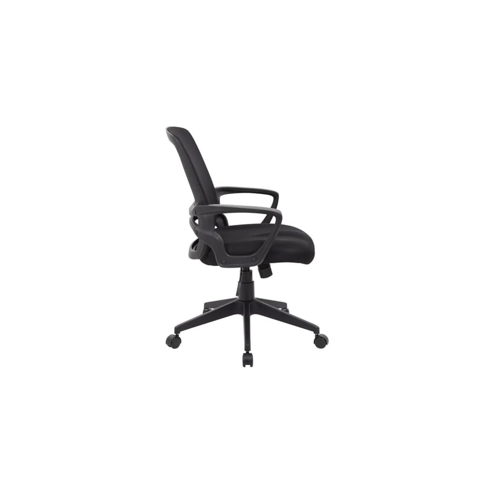 Pemberly Row Modern Mesh Swivel Office Chair, 37-39 in Height, Black Finish, Adjustable Arms, Pneumatic Seat Height, Tilt Tension, Nylon Base, Double Wheel Casters, Contemporary Design for Office Use