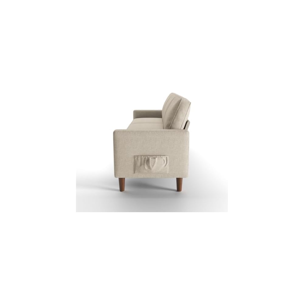 Artdeco Home 73.2" W 3-Seat Storage Sofa,Upholstered Linen Couch with Hidden Under-Seat Storage,Side Storage Pocket,Modern Sofa for Living Room, Apartment,Office(Beige)