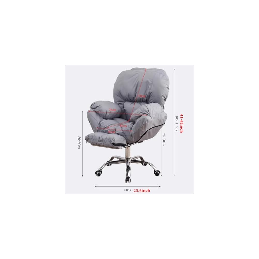 Recliner Chair Home Office Chair Ergonomic Gaming Computer Chair Backrest Lazy Sofa Chairs for Living Room, Comfortable Executive Office Desk Chairs Armchair for Bedroom(/Beige,with Foot Rest)