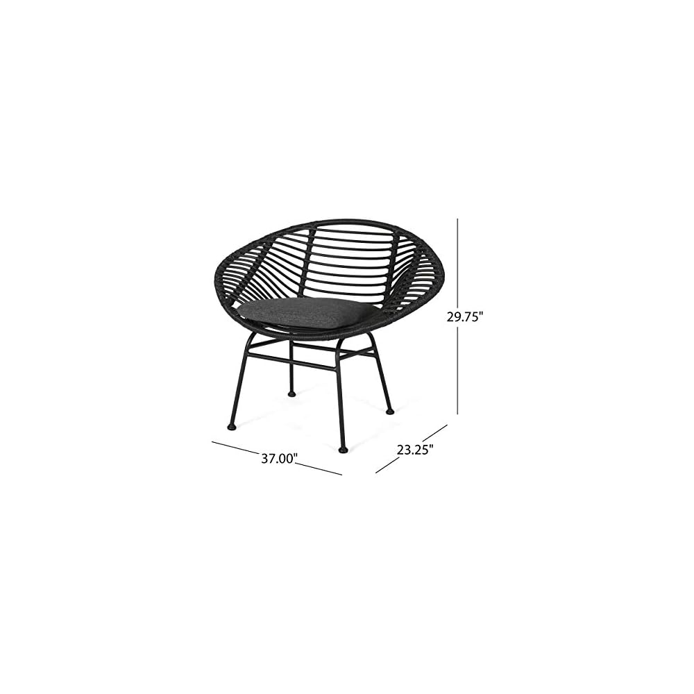 Christopher Knight Home Aleah Indoor Woven Faux Rattan Chairs with Cushions (Set of 2), Dark Gray Finish
