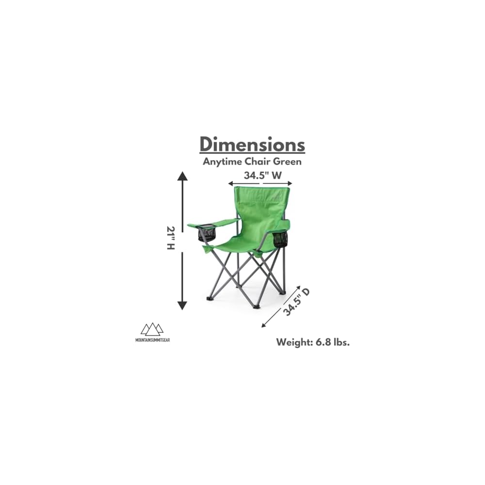 MOUNTAIN SUMMIT GEAR Anytime Chair for Camping, Sports, and the Outdoors w/Carry Bag, Camping Chairs for Adults, Folding Chair for Outside, (by Caddis Sports)