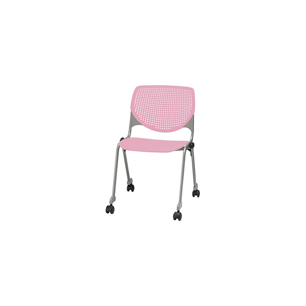 KFI Seating Kool Series Polypropylene Stack Chair with Perforated Back, Light Grey Finish