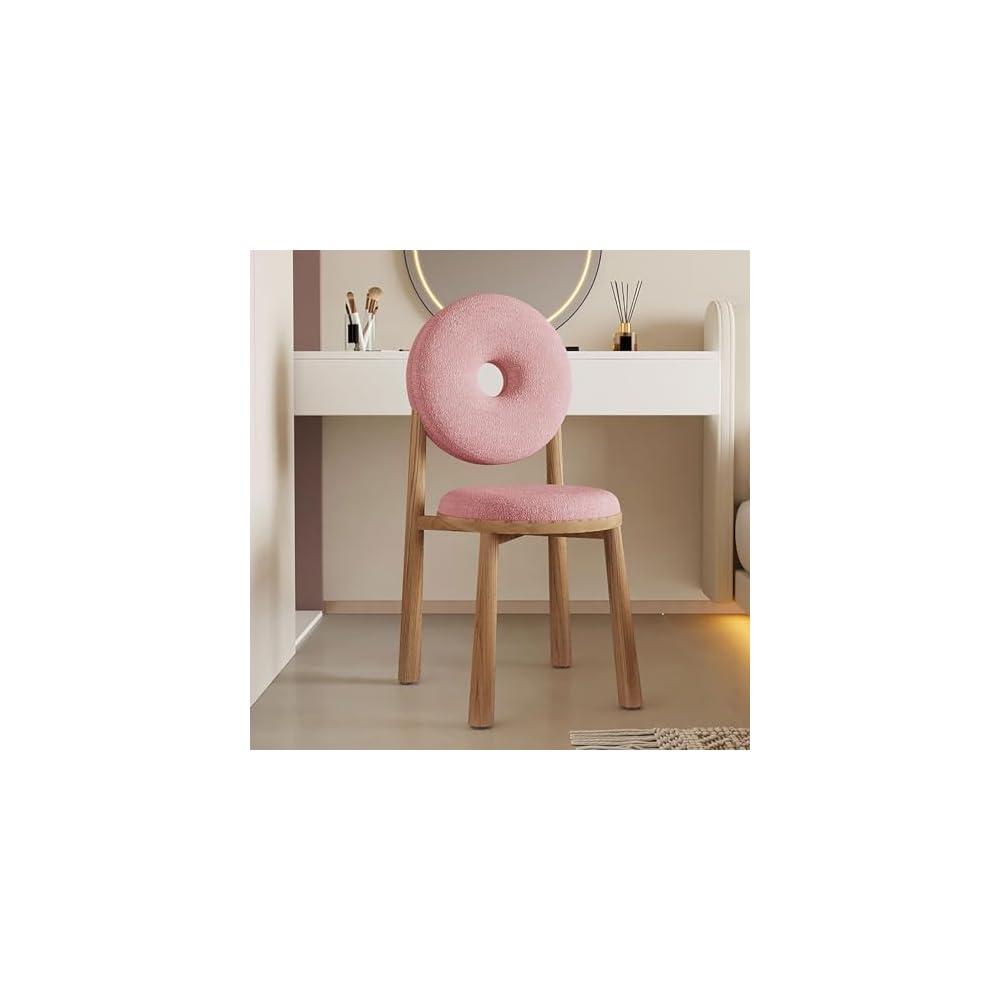 Modern Accent Office Chair - Vanity Chair Lambswools Living Room Chair Dining Chairs Midcentury with Backrest - for Living Room Bedroom Office Dining (Color : Pink, Size : Wood gra