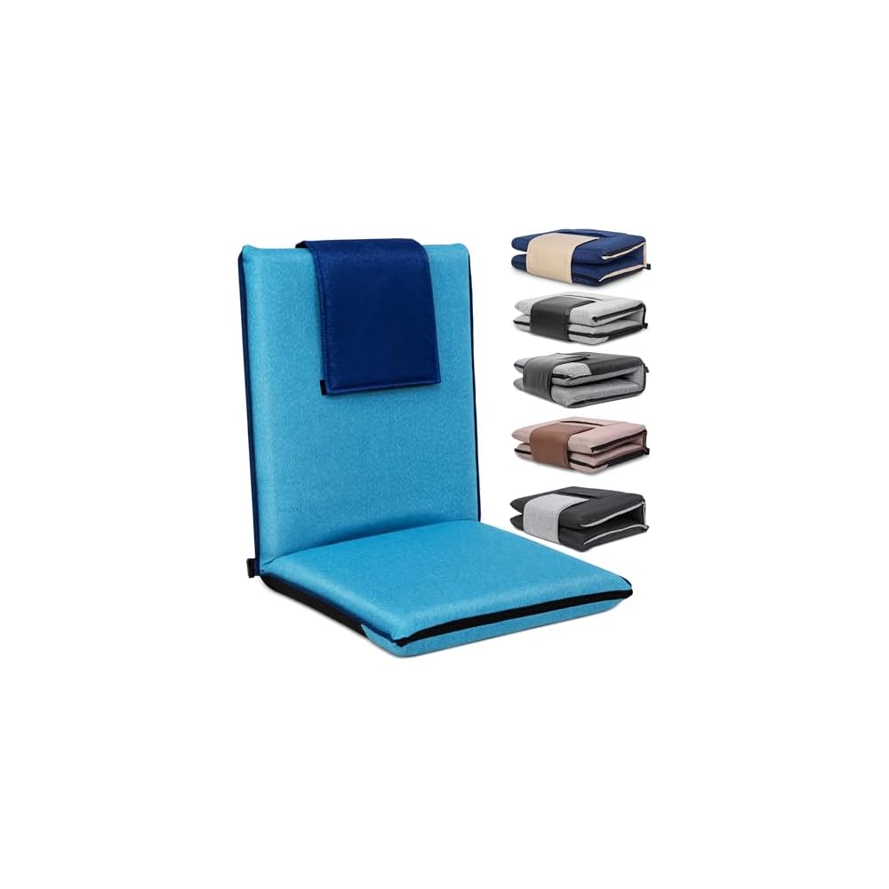 FASTMOMENT Floor Chair with Back Support Foldable Meditation Seat, Blue