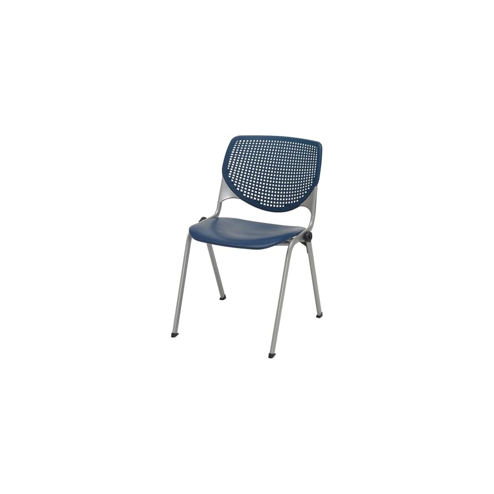 KFI Seating Kool Series Polypropylene Stack Chair with Perforated Back, Light Grey Finish