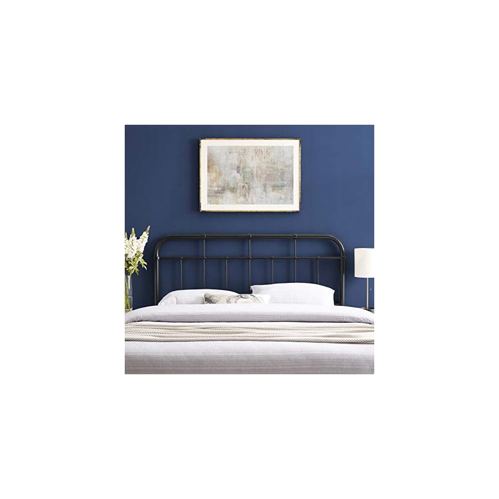 Modway Alessia Modern Farmhouse Metal Queen Headboard in Black