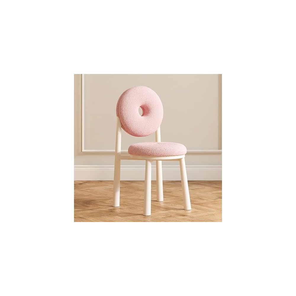 Modern Accent Office Chair - Vanity Chair Lambswools Living Room Chair Dining Chairs Midcentury with Backrest - for Living Room Bedroom Office Dining (Color : Pink, Size : Wood gra