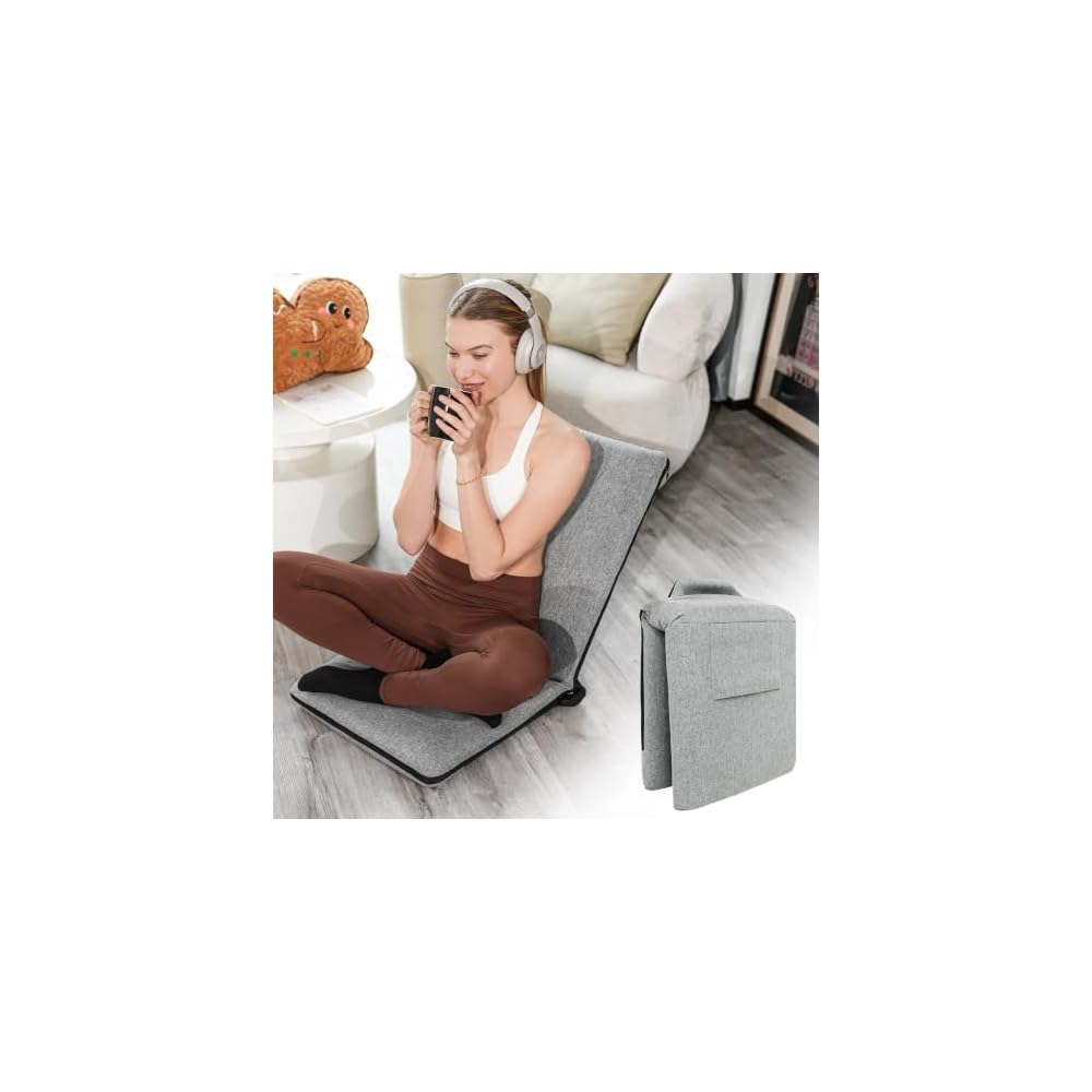 FASTMOMENT Floor Chair with Back Support Foldable Meditation Seat, Blue