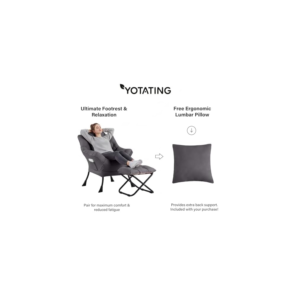 Lazy Chair with Ottoman,Lounge Arm Chair with Pillow and Folding Footrest