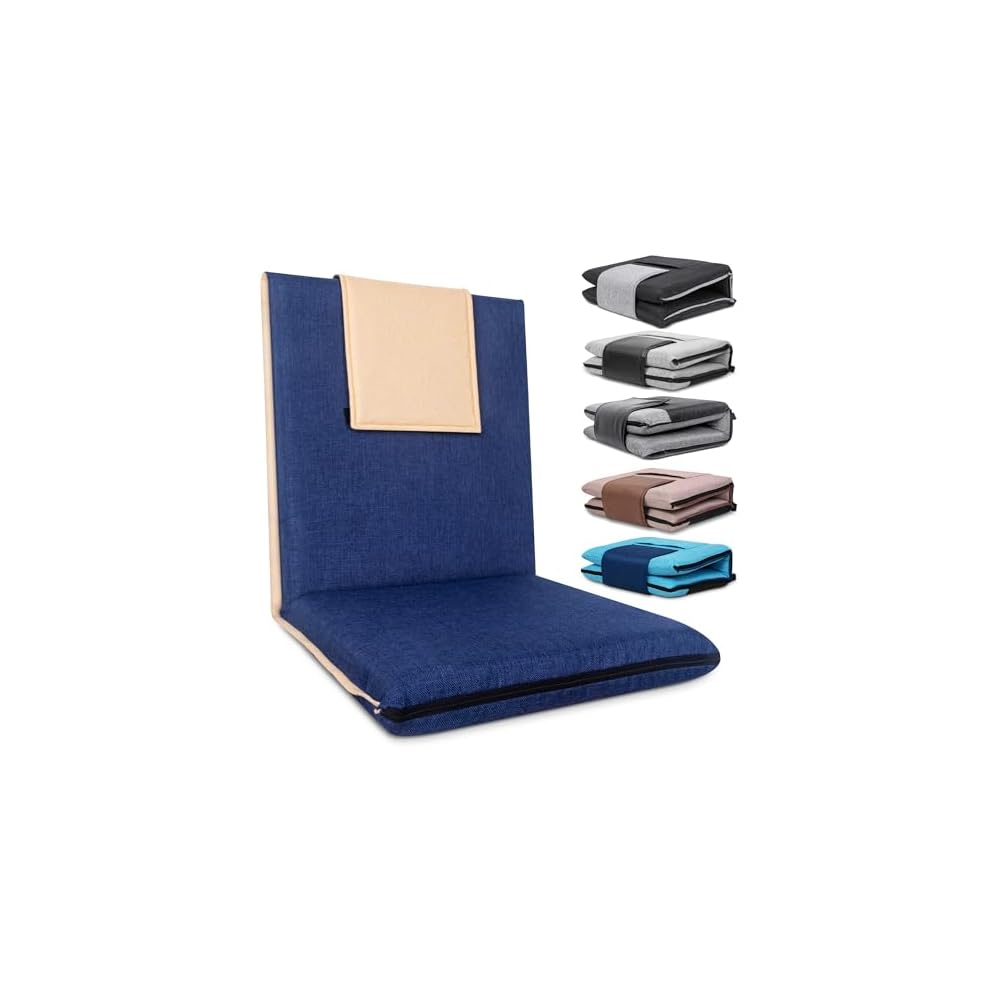 FASTMOMENT Floor Chair with Back Support Foldable Meditation Seat, Blue