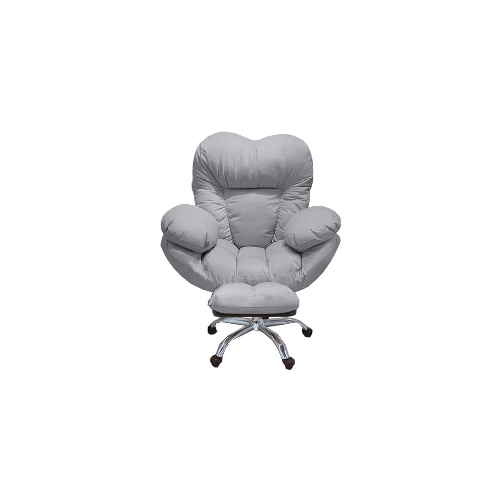 Recliner Chair Home Office Chair Ergonomic Gaming Computer Chair Backrest Lazy Sofa Chairs for Living Room, Comfortable Executive Office Desk Chairs Armchair for Bedroom(/Beige,with Foot Rest)