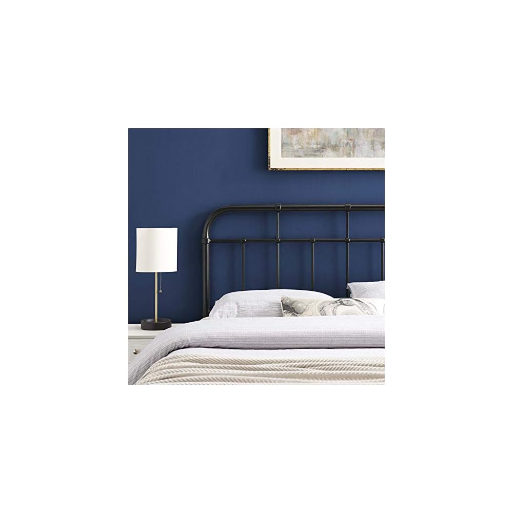 Modway Alessia Modern Farmhouse Metal Queen Headboard in Black