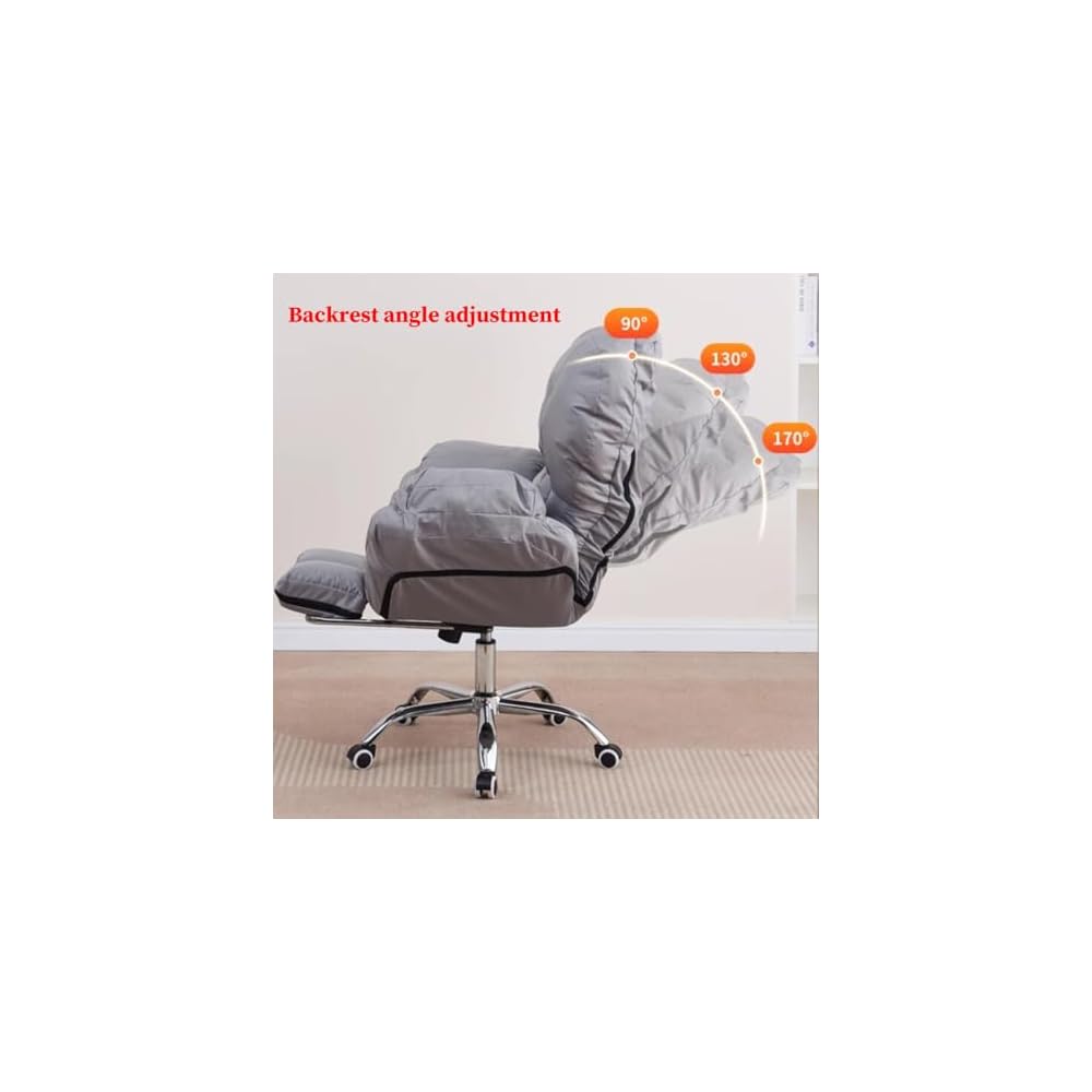 Recliner Chair Home Office Chair Ergonomic Gaming Computer Chair Backrest Lazy Sofa Chairs for Living Room, Comfortable Executive Office Desk Chairs Armchair for Bedroom(/Beige,with Foot Rest)