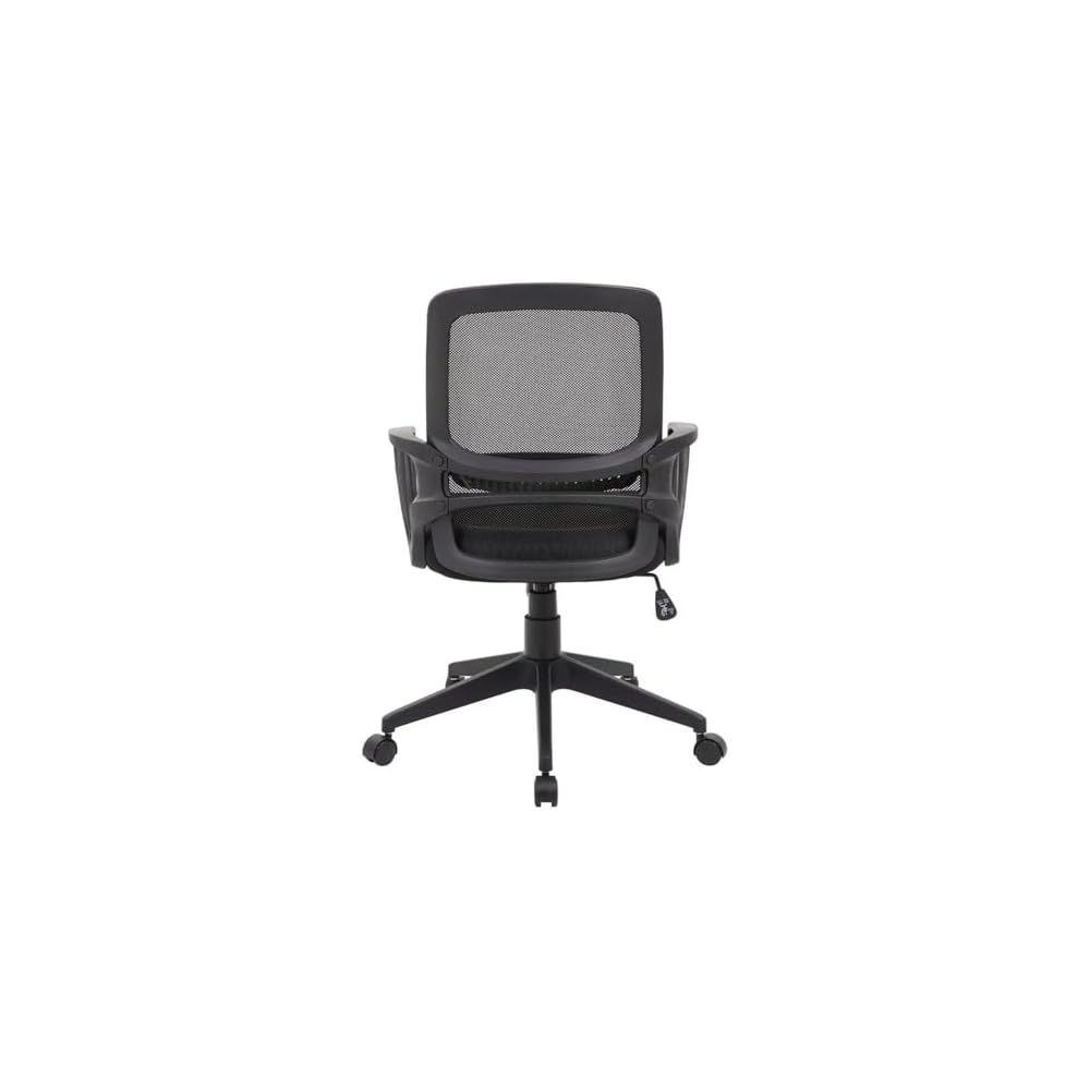 Pemberly Row Modern Mesh Swivel Office Chair, 37-39 in Height, Black Finish, Adjustable Arms, Pneumatic Seat Height, Tilt Tension, Nylon Base, Double Wheel Casters, Contemporary Design for Office Use