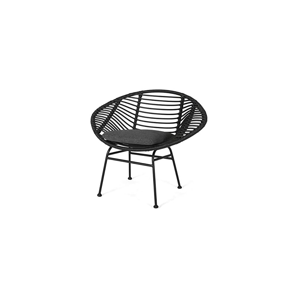 Christopher Knight Home Aleah Indoor Woven Faux Rattan Chairs with Cushions (Set of 2), Dark Gray Finish