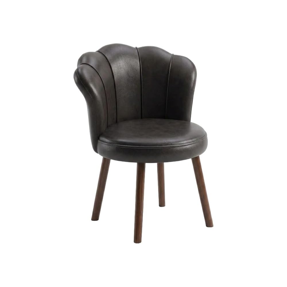 Accent Chair with Swivel, Faux Leather Upholstery, High-Density Foam, Solid Rubberwood Legs – Vanity, Desk, or Living Room Chair ([Rotating solid wood legs] Green - wear-resistant oil wax skin)