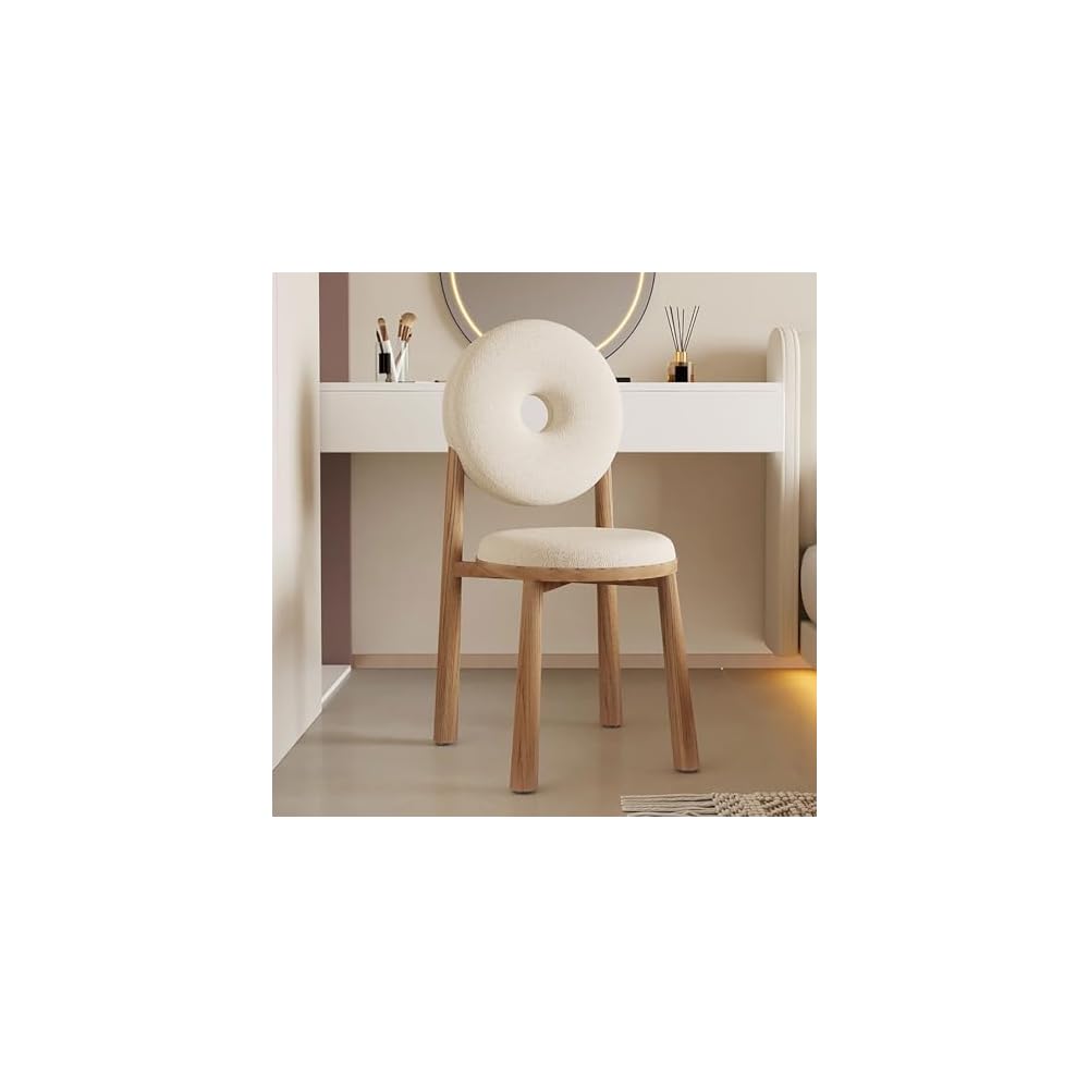 Modern Accent Office Chair - Vanity Chair Lambswools Living Room Chair Dining Chairs Midcentury with Backrest - for Living Room Bedroom Office Dining (Color : Pink, Size : Wood gra