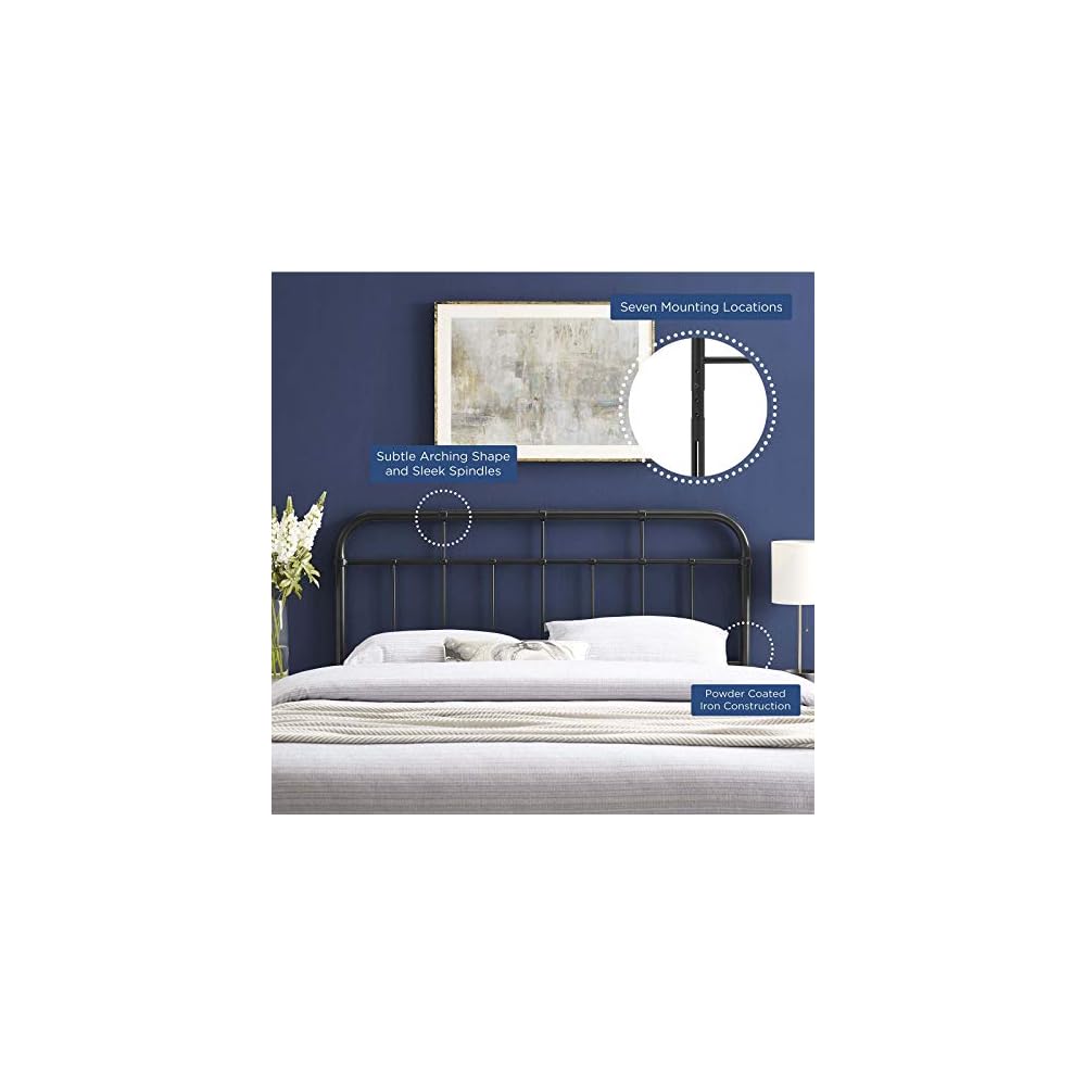 Modway Alessia Modern Farmhouse Metal Queen Headboard in Black