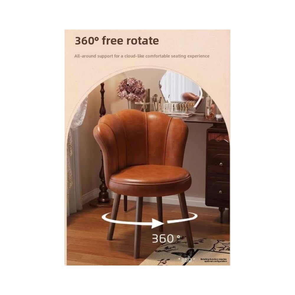 Accent Chair with Swivel, Faux Leather Upholstery, High-Density Foam, Solid Rubberwood Legs – Vanity, Desk, or Living Room Chair ([Rotating solid wood legs] Green - wear-resistant oil wax skin)