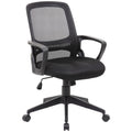 Pemberly Row Modern Mesh Swivel Office Chair, 37-39 in Height, Black Finish, Adjustable Arms, Pneumatic Seat Height, Tilt Tension, Nylon Base, Double Wheel Casters, Contemporary Design for Office Use