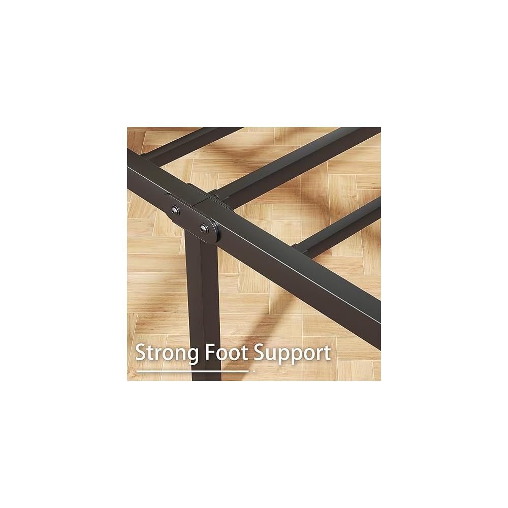 Fluest Twin Bed Frame with Headboard and Footboard, Metal Twin Bed Frame with Under Bed Storage, All-Metal Support System, No Box Spring Needed, Easy Assembly,Rustic Brown