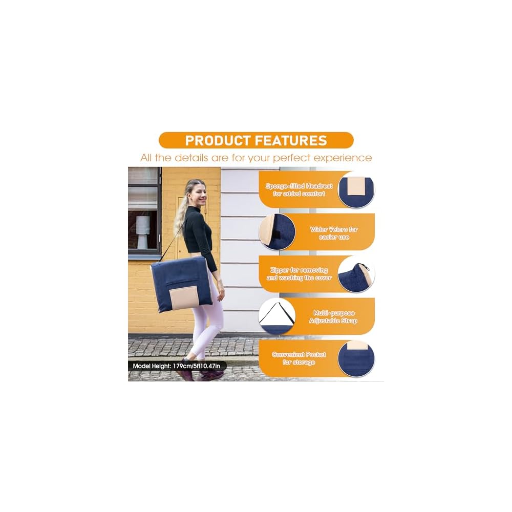 FASTMOMENT Floor Chair with Back Support Foldable Meditation Seat, Blue