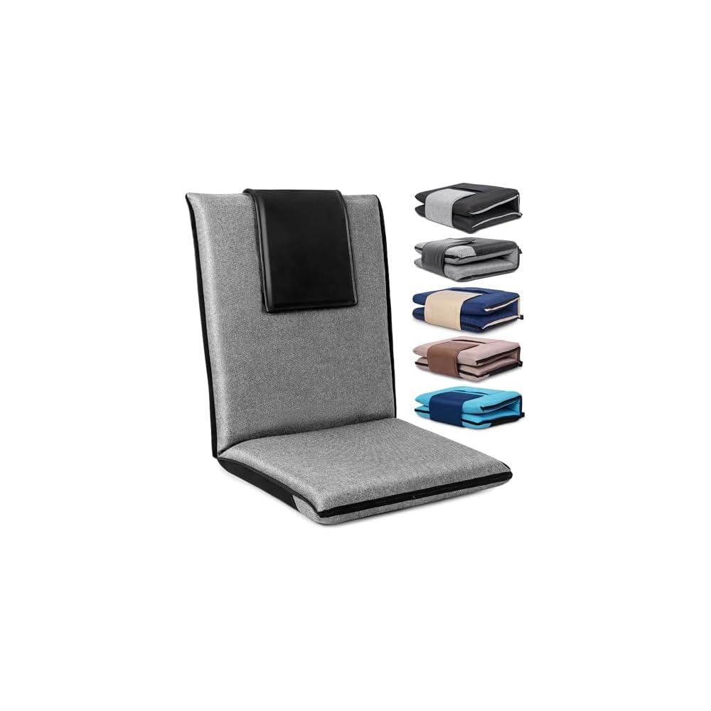 FASTMOMENT Floor Chair with Back Support Foldable Meditation Seat, Blue