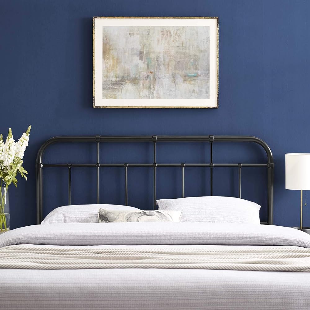 Modway Alessia Modern Farmhouse Metal Queen Headboard in Black