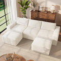 Vesgantti 114" U Shaped Boneless Couch, Deep Seat Sectional Sofa, Beige